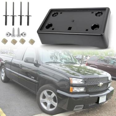 Imagem de Moldura de placa frontal para Chevy Silverado 1500 2003 2004 2005 2006 para 2007 Silverado 1500 Classic Front Bumper License Plate Holder Mounting Bracket Cover Replace# 15197889 Partslink # GM1068118
