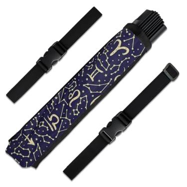 Imagem de GloFX Coldre Zodiac Fan – Coldre de cinto de astrologia para ventiladores de mão dobráveis – Bolsa de suporte de ventilador para cintura ou cinto – Acessório de ventilador para festivais e