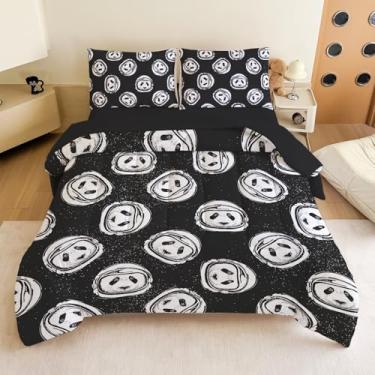 Imagem de Jogo de cama casal para meninos – Conjunto de edredom completo com 5 peças, foguete e planeta galáxia, lavável na máquina, durável – ideia de presente para quarto de meninos e meninas