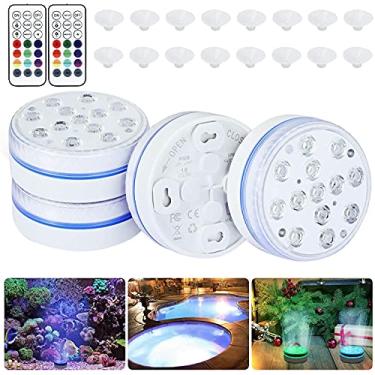 Imagem de Hyuduo Luz Subaquática 13 Luzes da Piscina LED Com Controle Remoto, 16 Cores, 5 Níveis de Brilho, 3 Modos, IP68 Impermeável, Magnético Forte, 20H Bateria de Bateria, 2 Controles (branco #37)