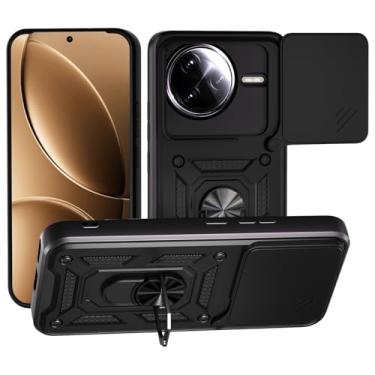 Imagem de Ysnzaq Capa para Xiaomi Redmi K80 Pro, janela de lente deslizante, capa protetora de telefone de grau militar com suporte para Xiaomi Poco F7 Ultra SJ preta