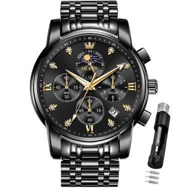 Imagem de Relógio OLEVS Luxury Dress Moon Phase Analog para homens