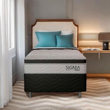 Imagem de Cama Box com Colchão Solteiro Ethan Molas Ensacadas (22x88x188) Branco e Cinza