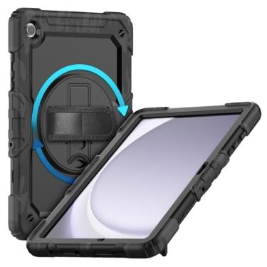 Imagem de Gylint Capa para Samsung Galaxy Tab A9+/A9 Plus 11 polegadas 2023, capa protetora resistente à prova de choque com protetor de tela, alça de mão, alça de ombro, suporte giratório de 360°, preto