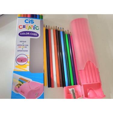 Imagem de Estojo Criatic color case com 12 lápis e 1 apontador rosa - Cis