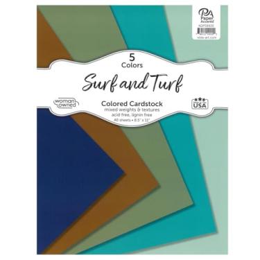 Imagem de Accent Design Paper Accents Pacote sortido de cartolina 21,5 x 28 cm, 40 folhas – Cartolina colorida para surfe e relva, cartolina, papel de construção para scrapbooking, faça você mesmo e projetos de
