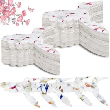 Imagem de Dunzoom 50 peças de papel de semente de flores silvestres plantável feito à mão, etiquetas de pétalas de flores recicladas, lembrancinhas de casamento para convidados, cartões de presentes artesanais
