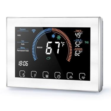 Imagem de Jectse Bomba de Calor Smart Termostato Home Touch Controle Programável Sala Termostato Para Bomba de Calor Com Tela LCD, Modo Automático, Economia de Energia (WHITE)