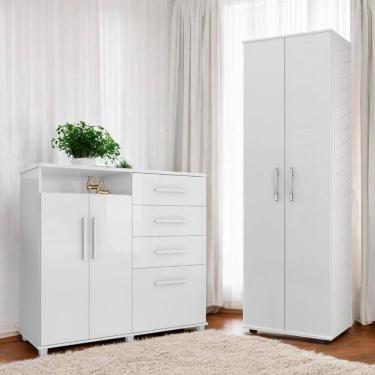 Imagem de Conjunto De Cômoda E Multiuso Branco Para Quarto