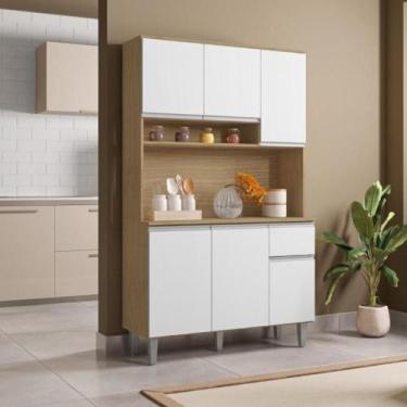 Imagem de Armário Cozinha Millan amendoa branco 6 Portas - CasaH