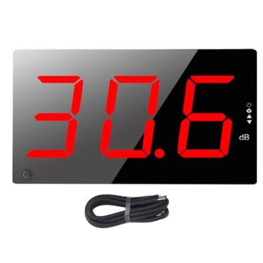 Imagem de Fockety Medidor de nível sonoro digital, medidor de decibéis de parede de 30-130 dB, medidor de ruído com tela LCD de 3 polegadas, leitor de decibéis com alarme sonoro