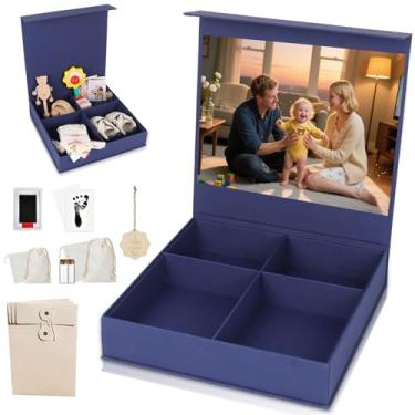 Imagem de Lembrança do bebê, caixa de memória para lembranças de bebês recém-nascidos, grande para gravidez, dia das mães, chá de bebê, bebê novo e presente de maternidade