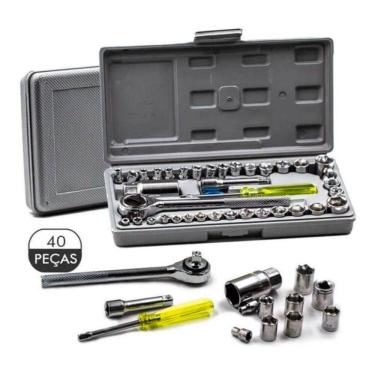 Imagem de Jogo Soquete Kit 40 Peças Chave Catraca Reversível