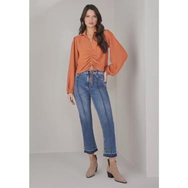 Imagem de Calça Jeans Lado Avesso New Straight Cropped Azul