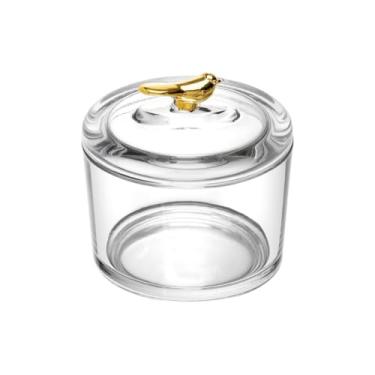 Imagem de Mini Pote De Cristal Tampa Bird Pássaro Dourado Decorativo Baleiro 8,5cm Pequeno Bomboniere (6)