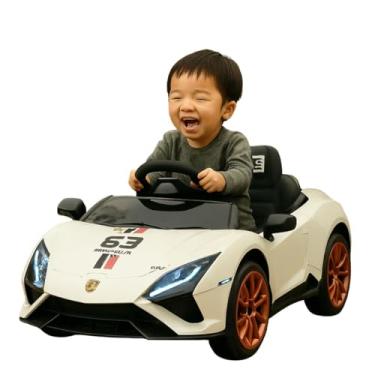 Imagem de Carrinho Elétrico Infantil Esportivo, Branco, com Controle Remoto, Suporta até 30kg, para Crianças Acima de 3 Anos