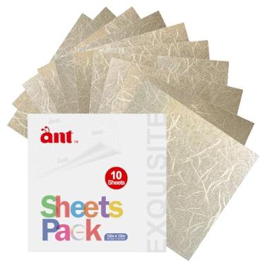 Imagem de ANT Vinil autoadesivo permanente metálico texturizado para Cricut 30,5 cm x 30,5 cm, folhas de vinil para decoração de casa, logotipo, banners, gráficos de janela, máquina de corte (ouro champanhe, 15