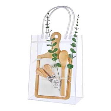 Imagem de SiaBiced Conjunto de tábua de queijo de bambu com etiqueta de agradecimento, prato de queijo, sacola de presente, colher para lembrancinha de festa, casamento,