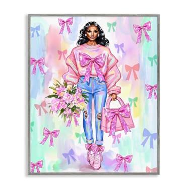 Imagem de Stupell Industries Fita feminina ilustração de moda cinza emoldurada giclée design de arte por Jess Stempel, 76 x 61