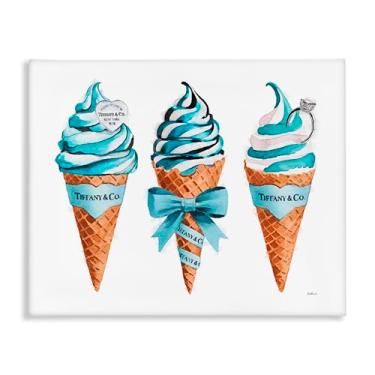 Imagem de Stupell Industries Arte de parede em tela de cones de sorvete glam azul por Amanda Greenwood, 61 x 76 cm