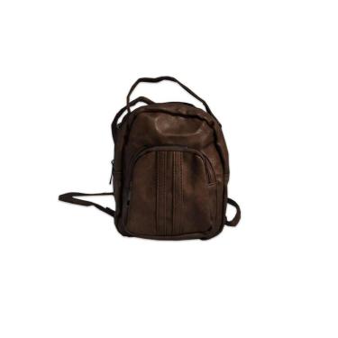 Imagem de Mini Mochila Casual Couro Sintético Vintage Marrom