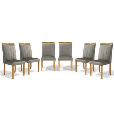 Imagem de Kit Com 6 Cadeiras Aurora Madeira Maciça Estofadas Para Mesa De Jantar
