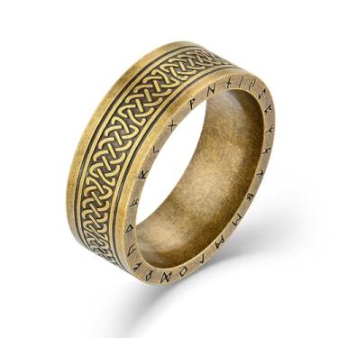 Imagem de Wisbal Anéis vintage de nó celta para homens, anéis de runas nórdicas de corvo nórdico de aço inoxidável, tamanho 7-13, Aço inoxidável, Sem pedra preciosa