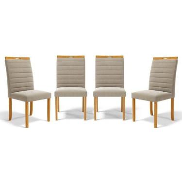 Imagem de Kit Com 4 Cadeiras Sara Madeira Maciça Estofadas Para Mesa De Jantar V