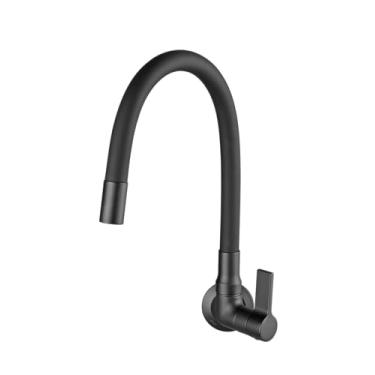 Imagem de Torneira para Cozinha de Parede com Bica Móvel 1187 Linha Atria Preto Fosco Meber