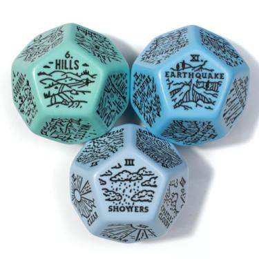 Imagem de Weather, Severe Weather & Geography Generator Dice Set | 3 Jumbo D12s for D&D, Pathfinder & TTRPGs | Hand-Illustrated | Worldbuilding & Encounter Inspiration for Game Masters (Blues)