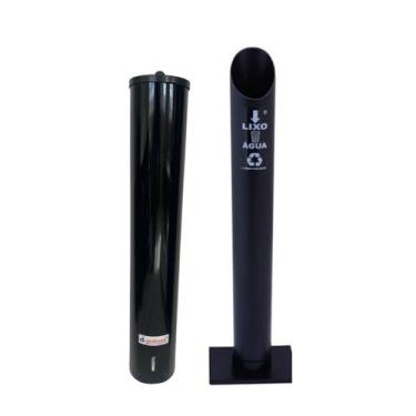Imagem de Kit 1 Porta Copo Descartável  Água 200ml Dispenser + 1 Coletor Lixeira