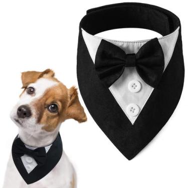 Imagem de Bandana de casamento formal FUAMEY para cães com gravata borboleta pre