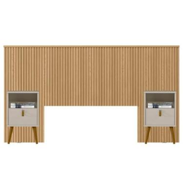 Imagem de Kit Cabeceira Casal 240cm Celine Com Mesa De Cabeceira 01 Gaveta Loret