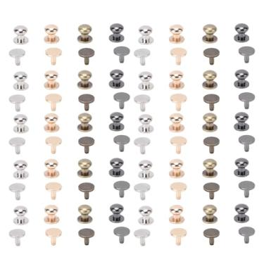 Imagem de AYNEFY 40 Conjuntos de Botão de Cabeça Redonda para o Couro, Parafusos de Chicago Spikes e Garanhão Rebites de Couro Parafusos Botões Rebate Redondo Botão da Cabeça
