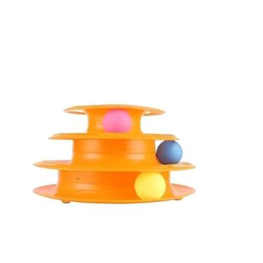 Imagem de Torre de Bolinhas Interativa para Gatos, 3 Níveis, 25 cm x 13 cm, Laranja