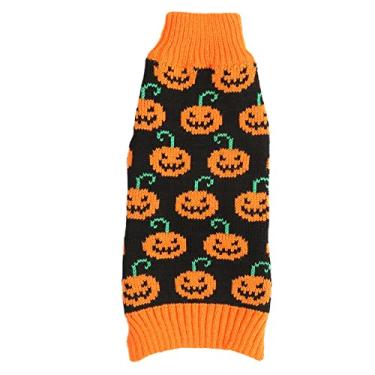 Imagem de Camisolas para cães, camisola de Halloween para animais de estimação multi rosto de abóbora fácil de usar fibra acrílica para reuniões de família para o dia a dia S