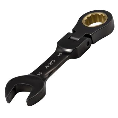 Imagem de SPEEDWOX Chave combinada de catraca de cabeça flexível de 14 mm - caixa de 72 dentes e chave inglesa aberta, cabeça flexível antiderrapante, aço CR-V tratado termicamente funciona em parafusos