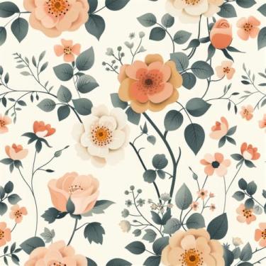 Imagem de Papel de parede floral retrô amarelo laranja, 45 cm x 300 cm, papel de parede autoadesivo removível de vinil para sala de estar, quarto, banheiro, cozinha, TV