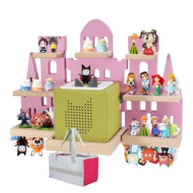 Imagem de Givilio Tonie Prateleira para Toniebox, Prateleira Castle Tonie, Tonie Figures Tonie Storage, Prateleiras flutuantes magnéticas de madeira compatíveis com o personagem Tonie Box Player para quarto de