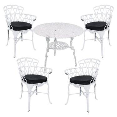 Imagem de 4 Cadeiras Viena Alumínio Mesa área Externa Jardim Varanda Preto - Nos