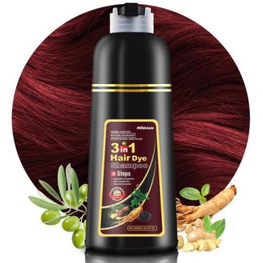 Imagem de Shampoo de tintura de cabelo Mihkiom Dark Wine Red 3 em 1 para mulhere