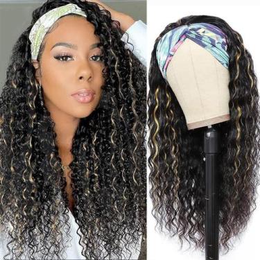 Imagem de Peruca com faixa de cabeça Punmasa Curly 1B/27 Deep Wave 18" 150% de d