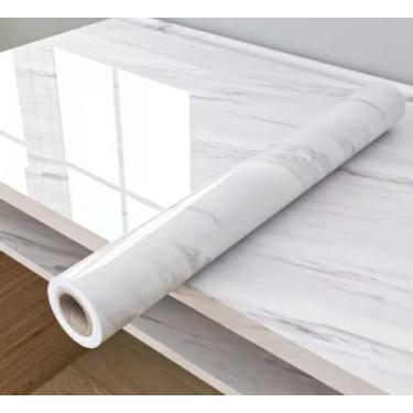 Imagem de Papel de Parede Autoadesivo Mármore Branco e Preto, 45 cm de Largura, Decorativo para Cozinha e Banheiro