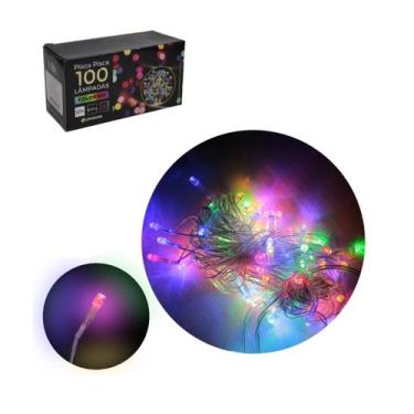 Imagem de Led Pisca Pisca Natal Cordão 100 Leds 9m Luz Colorida Decoração - Camp
