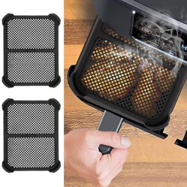 Imagem de 2 peças de proteção contra respingos de fritadeira a ar resistente ao calor, tela de silicone lavável na lava-louças, protetor contra respingos de óleo, adequado para Ninja Foodi Max Double Zone