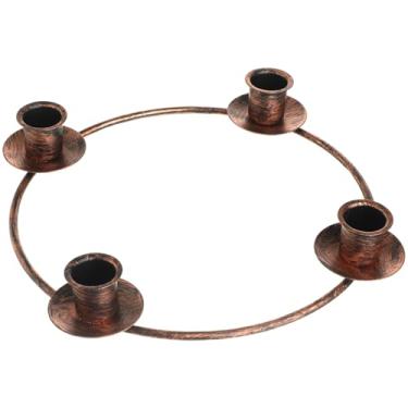 Imagem de Chengu Guirlanda de anel do advento de Natal para velas giratórias, suporte de vela redondo para decoração de mesa de centro de mesa, decoração da estação do advento DIY grinalda candelabro (Bronze)