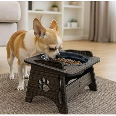 Imagem de Comedouro Bebedouro Pet Elevado Para Cachorros e Gatos Com Tigelas Com TAMPAS (UNITARIO TABACO)