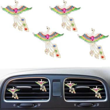 Imagem de 4 peças Bling Diamond Phoenix Clipes de ventilação de ar do carro Aromatizador de Ar Charme Condicionador Clipe de Saída para Decoração de Acessórios de Interior Automóvel (Colorido)