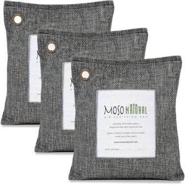 Imagem de MOSO NATURAL Saco Purificador De Ar 500G (Pacote Com 3) Absorvedor De Odores De Carvão De Bambu Premium Para Casa, Quarto, Cozinha, Porão, Eliminador De Odores De Animais De Estimação Sem Perfume, G