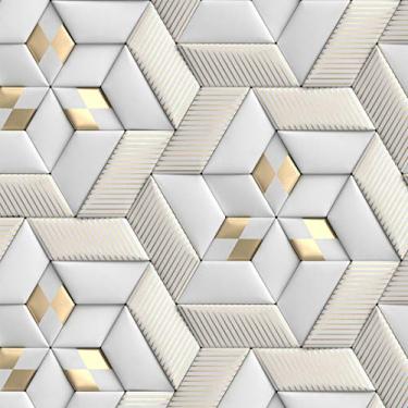 Imagem de Papel De Parede Vinilico Adesivo Geometrico Cinza E Dourado